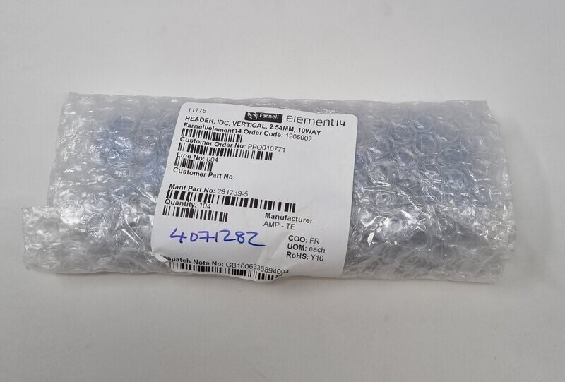 TE Connectivity 281739-5 Pin Header, Vertical, Wire-to-Board, 2.54 mm QTY 104