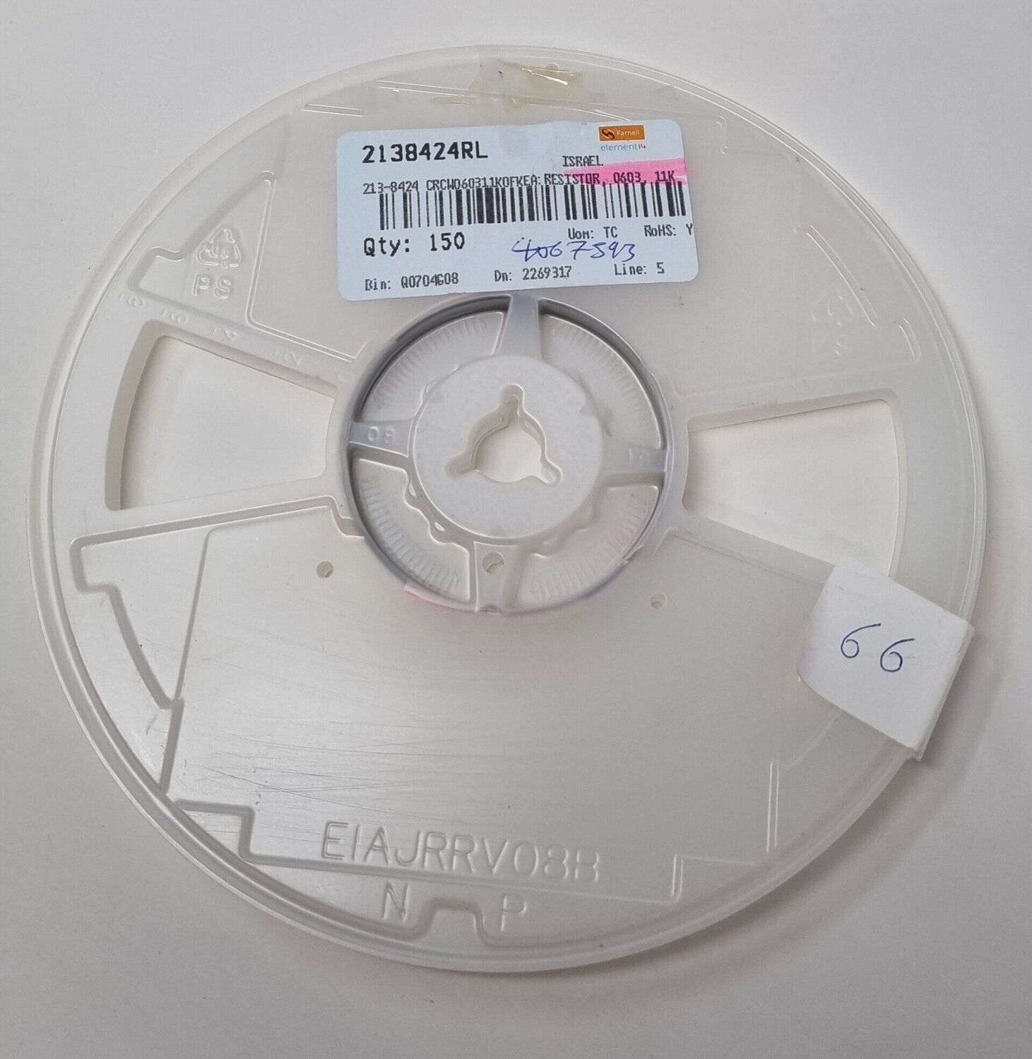 CRCW060311K0FKEA.
SMD Chip Resistor, 11 kohm, ± 1%, 100 mW, 0603 [1608 Metric], Thick Film, General Purpose