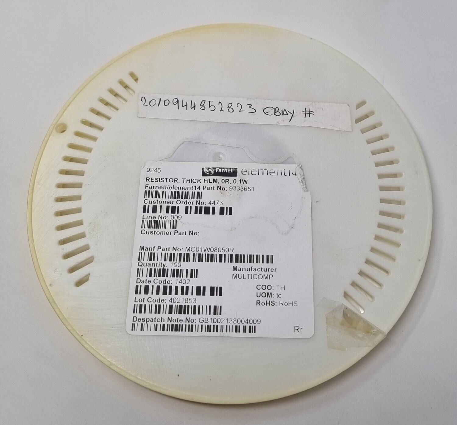 MC01W08050R
Zero Ohm Resistor, Jumper, 0805 [2012 Metric], Thick Film, 100 mW, 2 A, Surface Mount Device