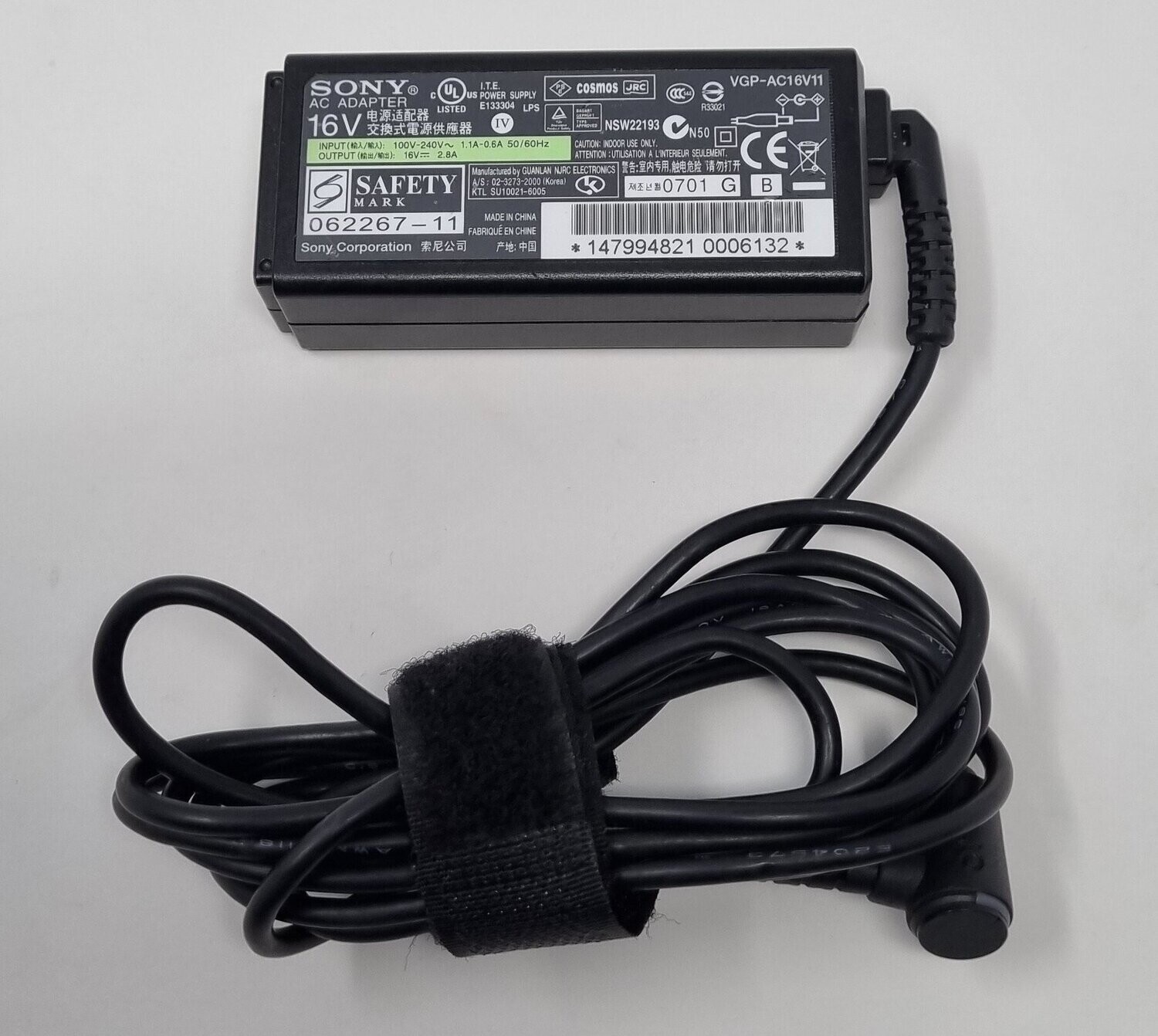 Used Sony AC Adapter VGP-AC16V11 16V 2.8A