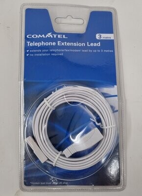 Commtel Telephone Extension Lead 3 Metre