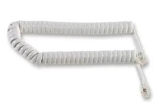 White RJ10 Plug to Plug Coiled Telephone Handset Cable - 3m
