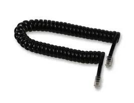 Black RJ10 Plug to Plug Coiled Telephone Handset Cable - 3m