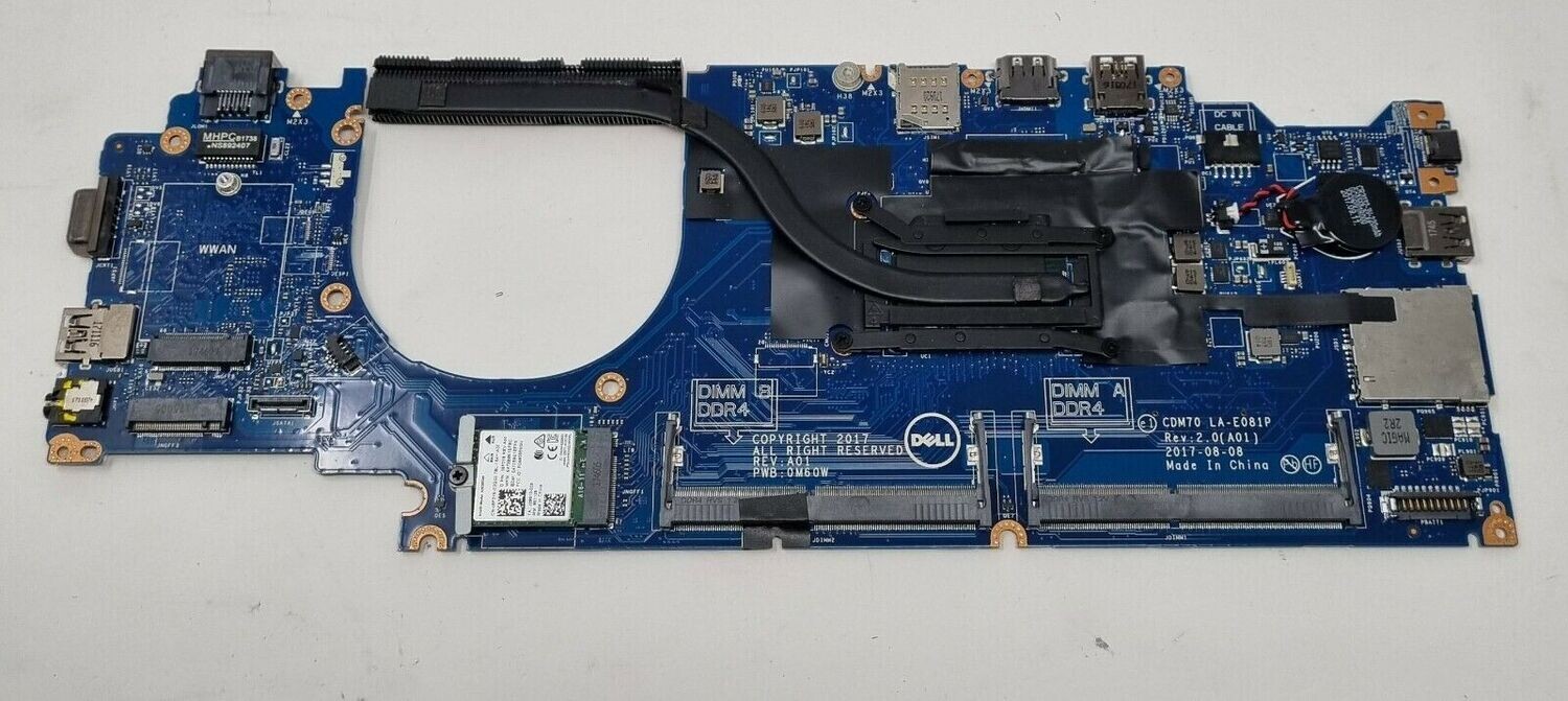 Used Dell Latitude 5480 i5 Motherboard 0RH40R Heatsink No fan