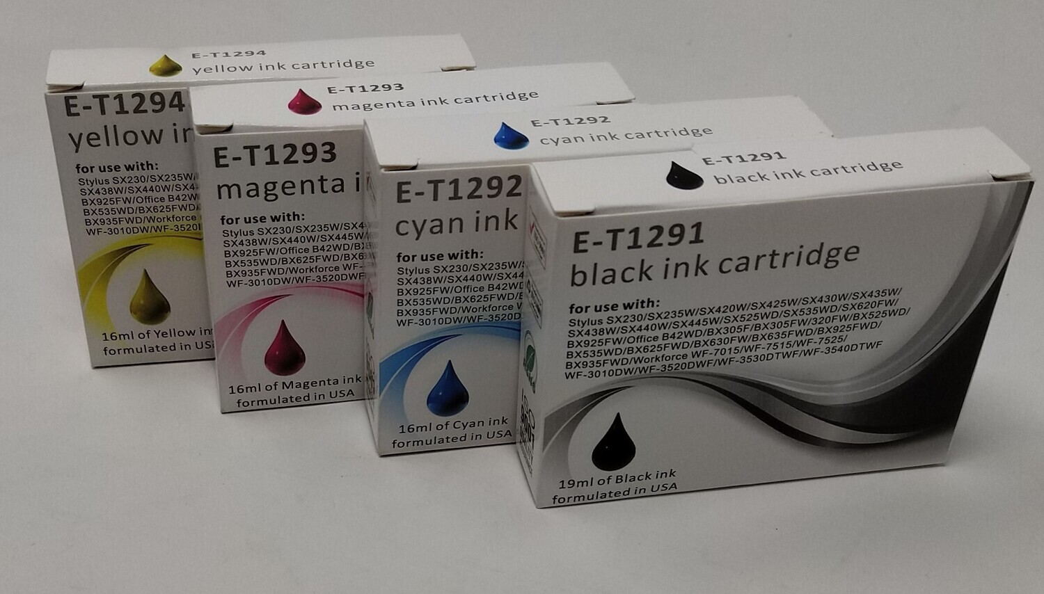 Compatible Epson T1295 Black, Cyan, Magenta & Yellow Ink Cartridges