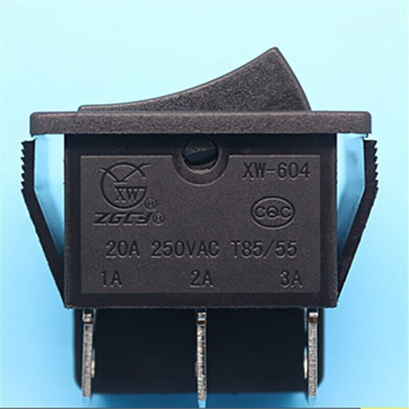 ZGCY XW604 Black Rocker switch 20A 250V AC T85/55