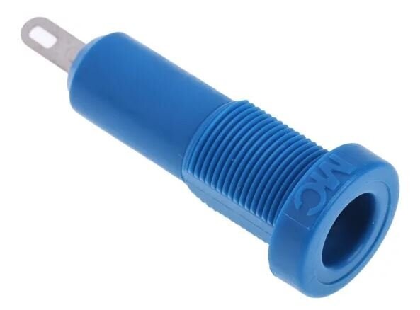 Staubli Blue Female Banana Socket - Solder Termination, 30 V, 60V dc, 25A Pack of 5 (433-3348)