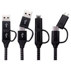 1.5m Type C to USB 2.0 + USB Micro Braided Cable Alu Housing