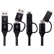 1.5m Type C to USB 2.0 + USB Micro Braided Cable Alu Housing