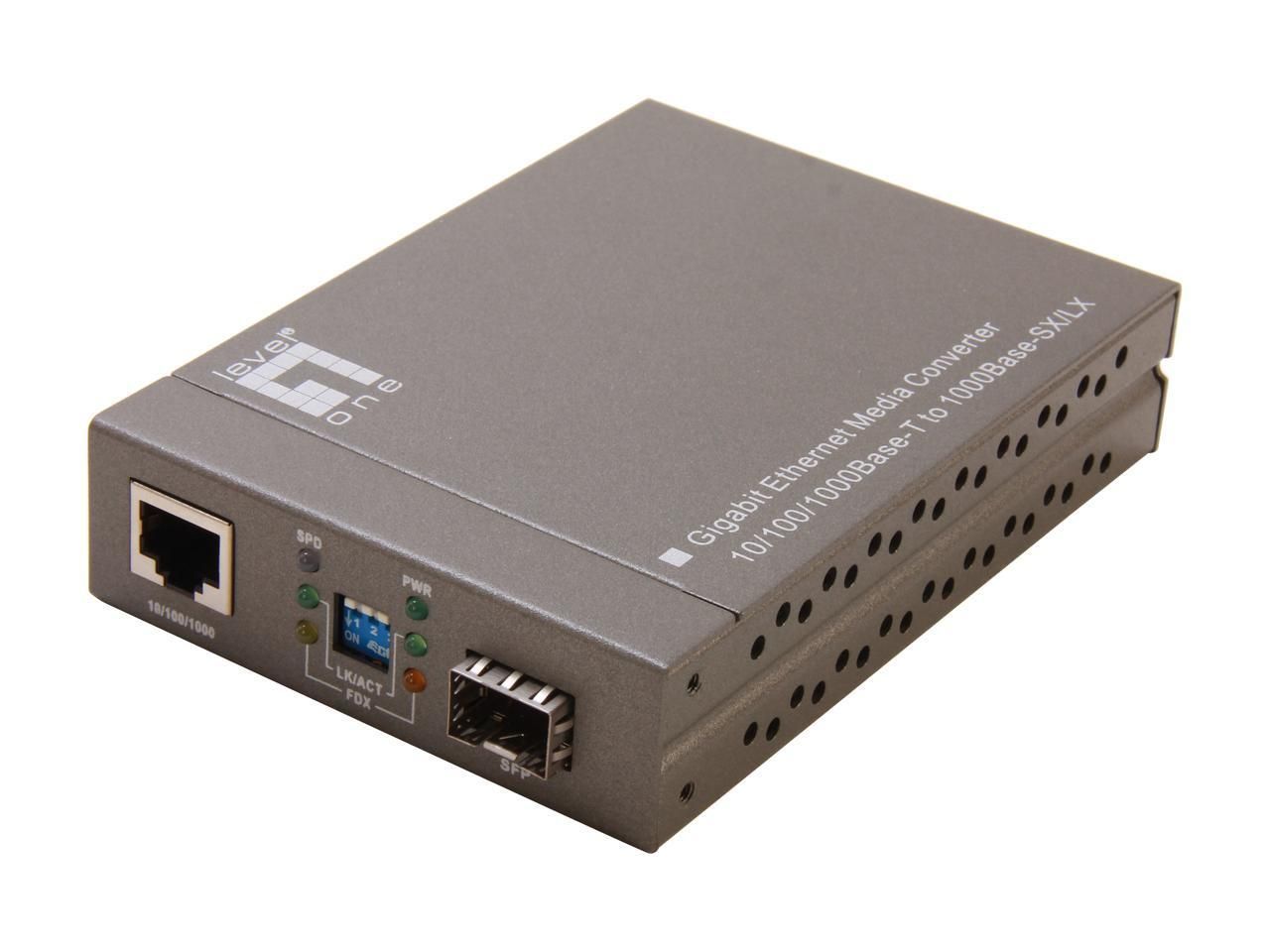 LevelOne GVT-4000 10/100/1000BaseT to SFP Media Converter 10/100/1000Mbps
