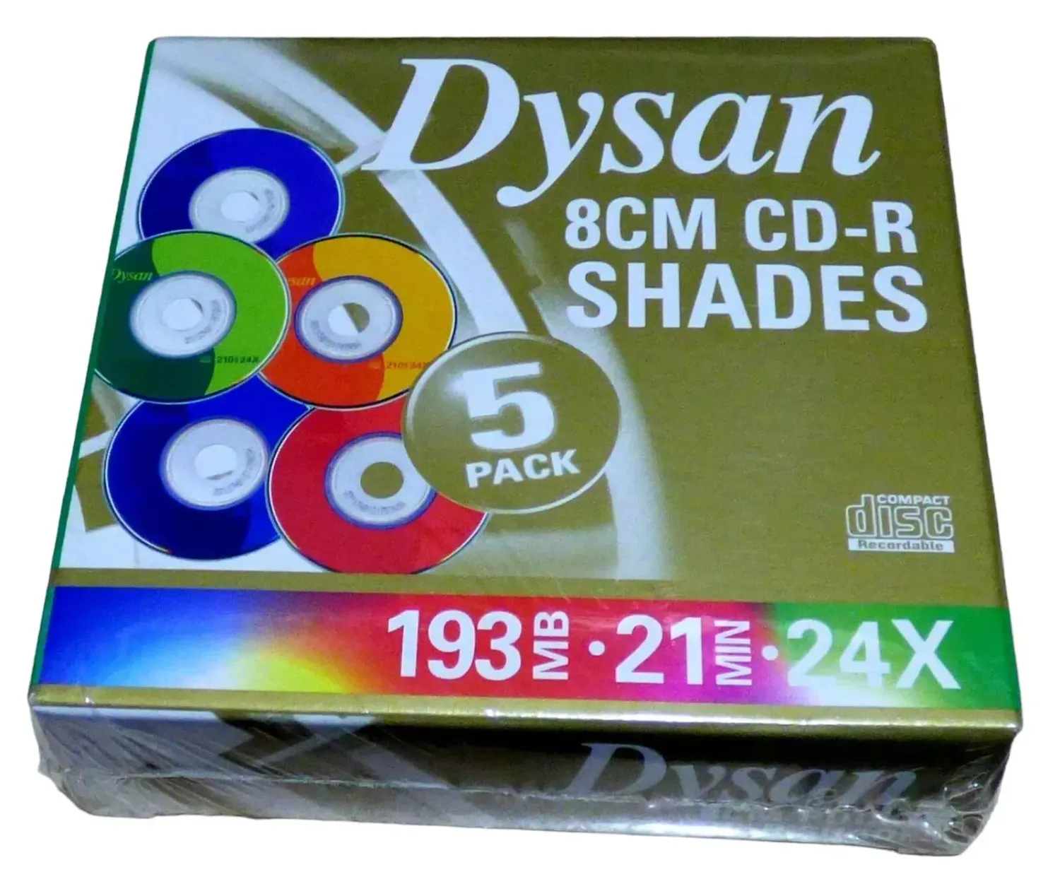 Dysan Shades 5 Colours Discs - Box of 5, 8cm CD-R Blank Disc.