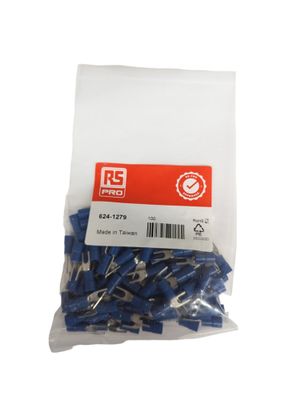 RS PRO Insulated Crimp Spade Connector, 1.5mm² to 2.5mm², 16AWG to 14AWG, 3.7mm RS PRO Insulated Crimp Spade Connector, 1.5mm² to 2.5mm², 16AWG to 14AWG, 3.7mm