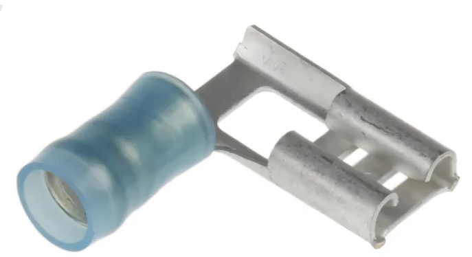 TE Connectivity PIDG FASTON .250 Blue Insulated Female Spade Connector, Flag Terminal, 6.35 x 0.81mm Tab Size, 1.2mm² Pack of 30
