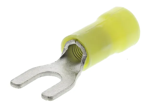 TE Connectivity, PLASTI-GRIP Insulated Crimp Spade Connector, 2.6mm² to 6.6mm², 12AWG to 10AWG, M5 Stud Size Vinyl, Pack of 100