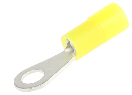 RS PRO Insulated Ring Terminal, M2.5 Stud Size, 0.2mm² to 0.5mm² Wire Size, Yellow Pack of 10