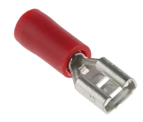 RS PRO Red Insulated Female Spade Connector, Receptacle, 4.8 x 0.8mm Tab Size, 0.5mm² to 1.5mm² Pack of 100
