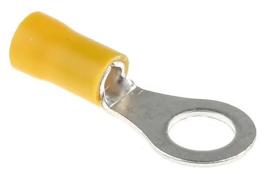 RS PRO Insulated Ring Terminal, M8 Stud Size, 2.5mm² to 6mm² Wire Size, Yellow Pack of 100