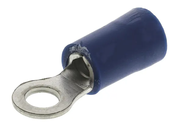 RS PRO Insulated Crimp Ring Terminal, M3.5 Stud Size, 1.5mm² to 2.5mm² Wire Size, Blue Pack of 100
