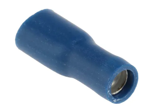 RS PRO Blue Insulated Female Spade Connector, Double Crimp, 4.8 x 0.8mm Tab Size, 1.5mm² to 2.5mm² Pack of 100