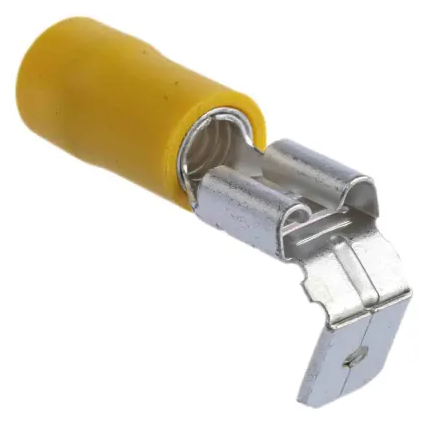 RS PRO Yellow Insulated Female Spade Connector, Piggyback Terminal, 6.35 x 0.8mm Tab Size, 2.5mm² to 6mm² Pack of 100