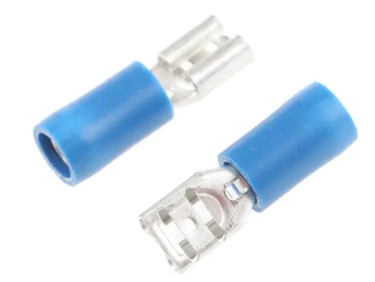 RS PRO Blue Insulated Female Spade Connector, Receptacle, 4.8 x 0.8mm Tab Size, 1.5mm² to 2.5mm² Pack of 100
