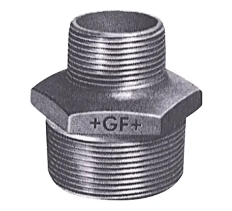 Georg Fischer Galvanised Malleable Iron Fitting Reducer Hexagon Nipple, Male BSPT 1/2in to Male BSPT 1/4in Pack of 3
