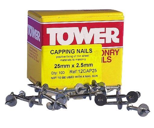 Tower 25mm x 2.5mm Capping Nails Box of 100