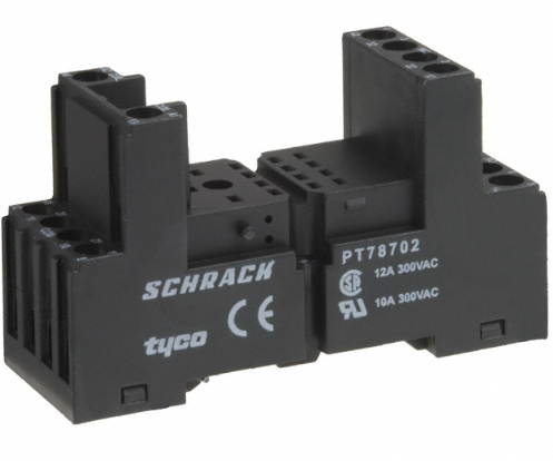 2 pole DIN rail socket for PT relay,12A PT78702