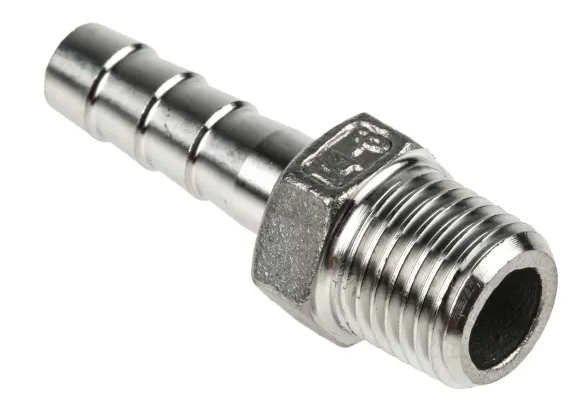 RS PRO Stainless Steel Pipe Fitting, Straight Hexagon Hose Nipple, Male R 1/4in x Male