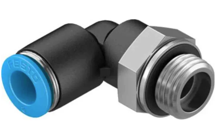 Festo Elbow Threaded Adaptor, G 1/4 Male to Push In 8 mm QSL-G1/4-8-50