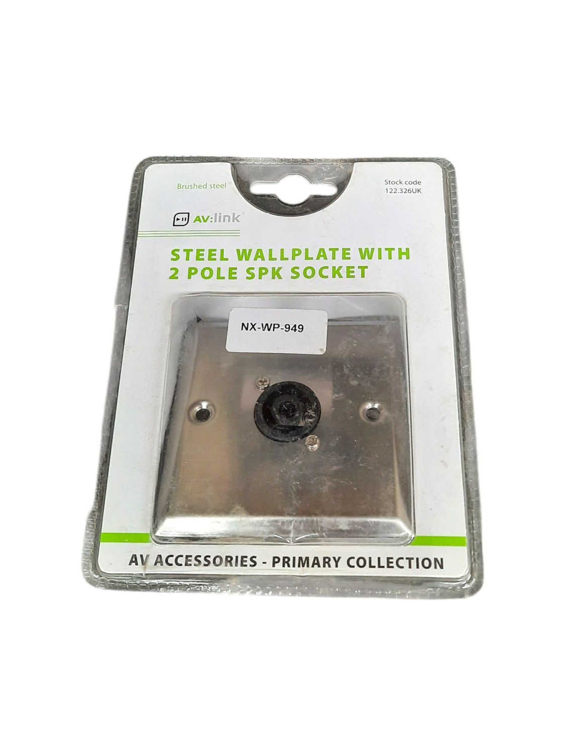 AV: link Steel Wallplate with 2 pole SPK Socket