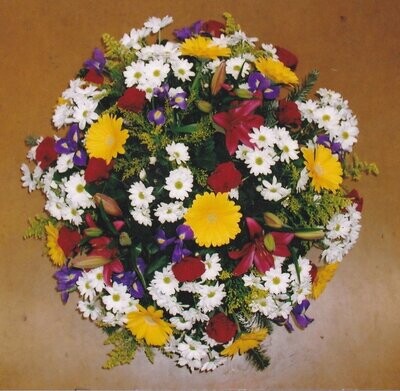 panier rond en fleurs variées