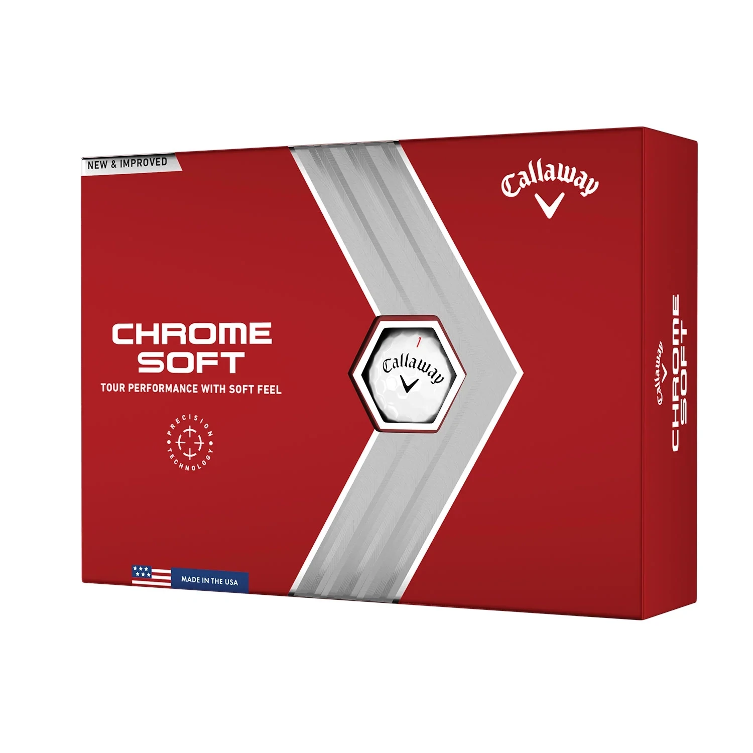 CALLAWAY - CHROME SOFT - Bolas de Golf de 3 Capas con Sensación Blanda y Vuelo Recto - Caja de 12 bolas