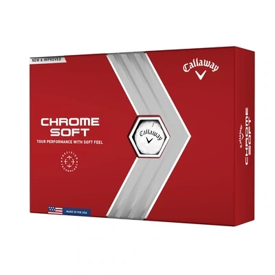 CALLAWAY - CHROME SOFT - Bolas de Golf de 3 Capas con Sensación Blanda y Vuelo Recto - Caja de 12 bolas