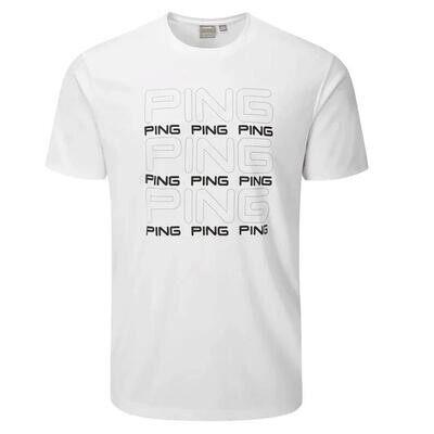 PING - Ping Logo Tee Camisa de golf P03532 Blanco 002 Diseñada para brindar la máxima comodidad - TALLA L