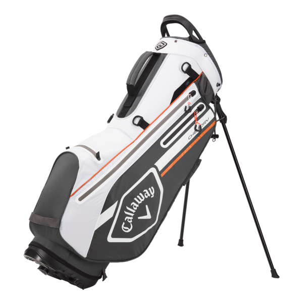 CALLAWAY - Bolsa de Golf Chev Dry Stand Negra/Blanca/Naranja-  Para llevar al hombro o en carro