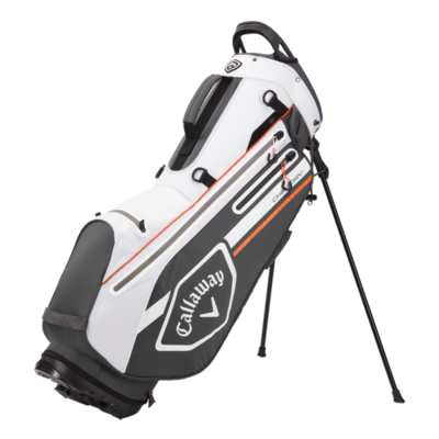 CALLAWAY - Bolsa de Golf Chev Dry Stand Negra/Blanca/Naranja- Para llevar al hombro o en carro