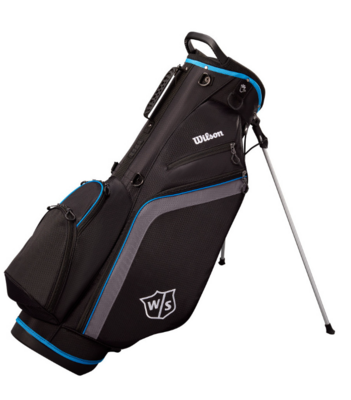 WILSON - Bolsa de Golf Wilson Lite Black-Charcoal-Blue - Bolsa muy ligera para llevar al hombro o en carro de golf - Tripode