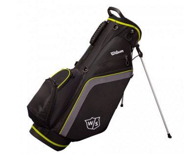 WILSON - Bolsa de Golf Wilson Lite Black-Silver/Citron - Bolsa muy ligera para llevar al hombro o en carro de golf - Tripode