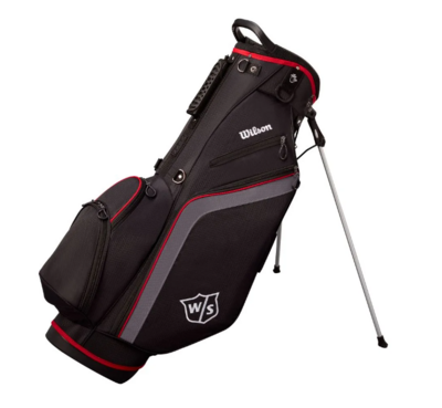 WILSON - Bolsa de Golf Wilson Lite Black/Charcoal/Red - Bolsa muy ligera para llevar al hombro o en carro de golf - Tripode