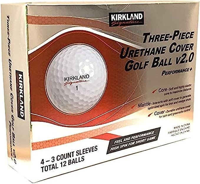 KIRLAND - Paquete de 12 Bolas de golf - Bolas de 3 Piezas, con cubierta de Uretano - Bolas de Alto rendimiento -