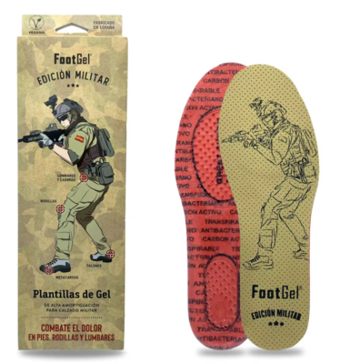 FOOTGEL - Edición Militar y Policial - Plantillas de Gel - De alta amortiguación para calzado militar - Combate el dolor en pies, rodillas y lumbares