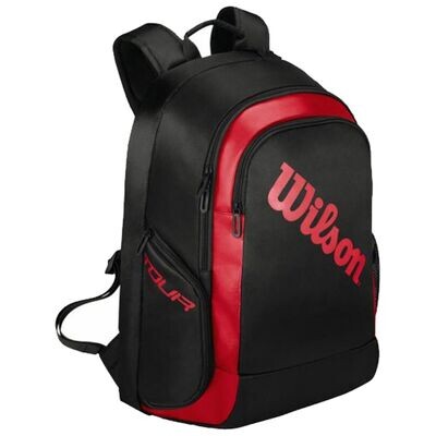 Wilson - Mochila multideportes Negra y Roja - Bádminton - Padel - Tennis - La raqueta Wilson viene en colores vibrantes con suficiente espacio de almacenamiento para dos raquetas y bolsillos adicional