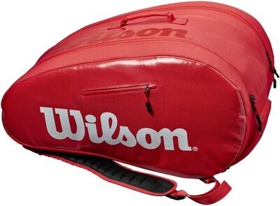 WILSON - Padel Super Tour Bag Rojo -El paletero Wilson Super Tour Bag rojo es ideal para que los jugadores de pádel lleven su equipo cómodamente. Además, está hecho de materiales de primera calidad y