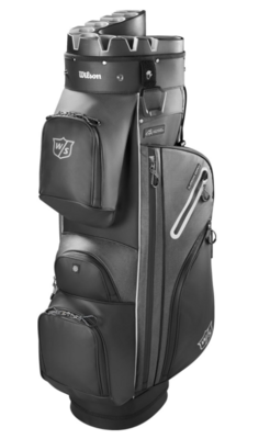WILSON -Bolsa de Golf I-LOCK DRY BLACK/SILVER - Bolsa para Carro de golf con 14 separadores, impermeable, excelentes acabados