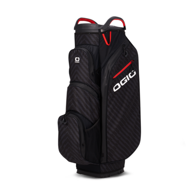 OGIO - Bolsa de Golf - 2024- Color Negro y rojo Con el sistema de protección Silencer Club de OGIO, 15 separadores - OGIO 24 Woode - Acabados Premium!!