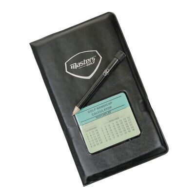 Master - Tarjetero de golf de lujo Incluye calculadora de hándicap + un clip para tarjetas de puntuación + lápiz.