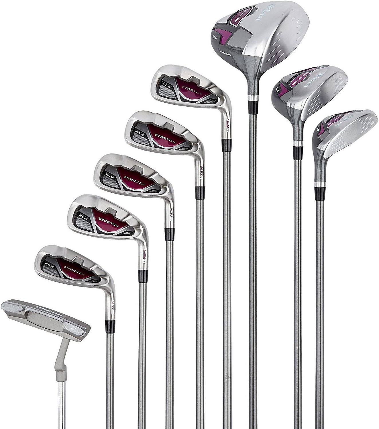 Wilson - Set completo zurdas para principiantes - 9 palos - Mujer - Stretch XL -Blanco/Gris/Violeta