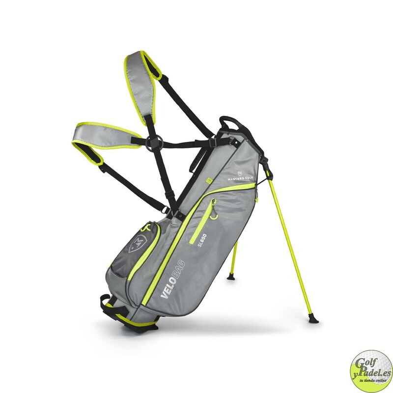 MASTER - Bolsa Velo - SL650 - Bolsa Liviana de solo 1,8 kilos  con trípode y doble asa - Ideal para viaje, campos Pitch and Putt. Entrenamiento. Grey/Acid Yellow