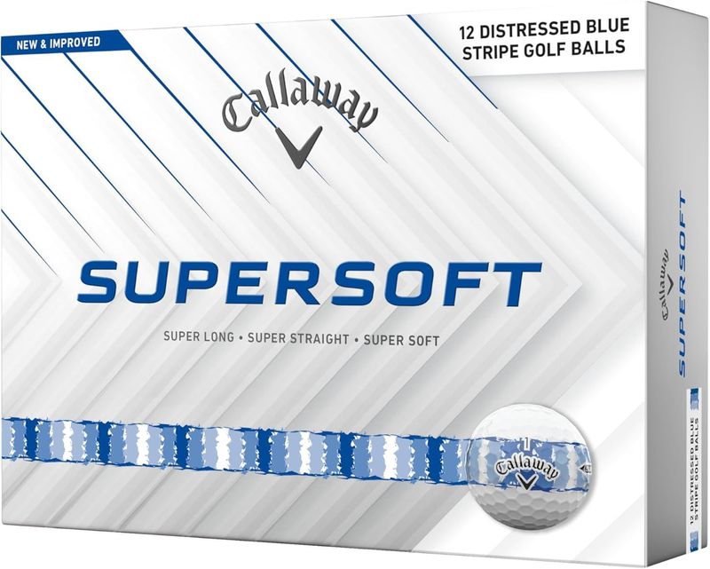 Bolas de Golf Callaway Supersoft – Edición Especial Distressed Blue Stripe (Caja de 12)